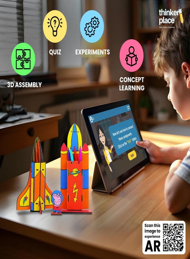 ThinkerPlace لعبة حامل أقلام على شكل مكوك فضائي من ثينكر بليس (بيبا بيج) | ابنِ، لوّن، والعب بمكوك فضائي ممتع | لعبة تعليمية في مجالات العلوم والتكنولوجيا والهندسة والرياضيات للأطفال من عمر 3 إلى 5 سنوات فما فوق | لعبة علمية وتعليمية - Image 5